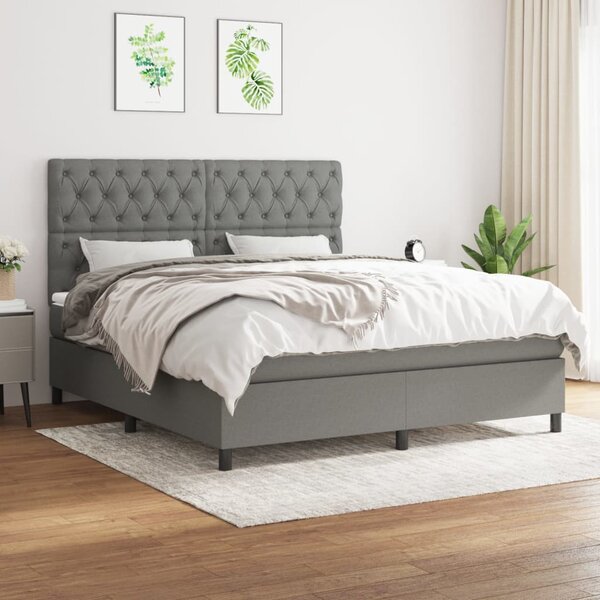 Box spring postel s matrací tmavě šedá 160x200 cm textil 3142026