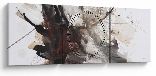 Obraz abstraktní malby (s hodinami) (90x30 cm)