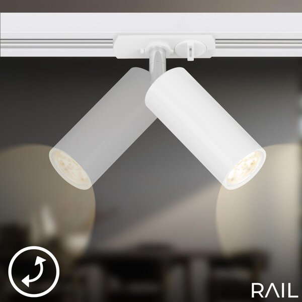 BRILO 8007016 LED spot 5,5W lištový systém 230V vysokonapěťový, stmívatelné, teplá bílá, 4x10 cm, bílý - BRILO