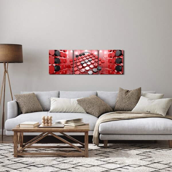 Obraz tlačítkové abstrakce (s hodinami) (90x30 cm)