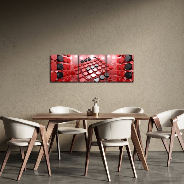 Obraz tlačítkové abstrakce (s hodinami) (90x30 cm)
