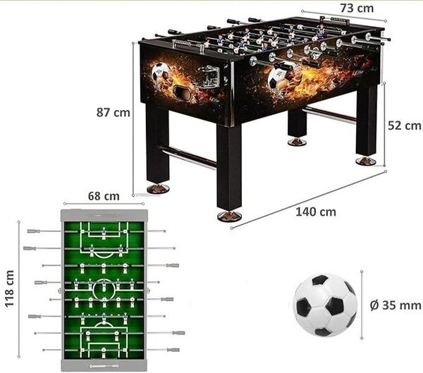 GamesPlanet Profi fotbálek Leeds, 140 x 73 x 87 cm, fireball
