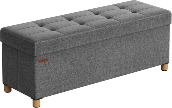 Sedací lavice s úložným prostorem, tmavě šedá, 110x38x40 cm