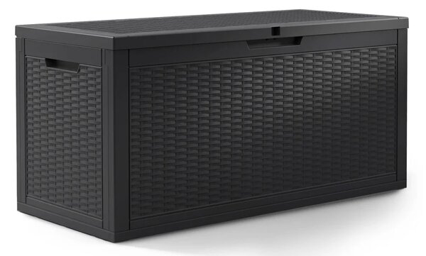 Zahradní úložný box na polstry a nářadí 340 l, černý, voděodolný, 119×58×52 cm