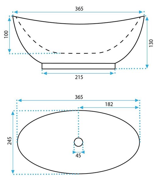 Rea Kate umyvadlo 36.5x24.5 cm oválné na pult bílá lesk REA-U6803