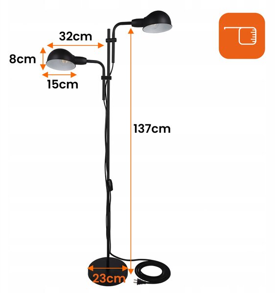 Stojací lampa E27, nastavitelná, IP20