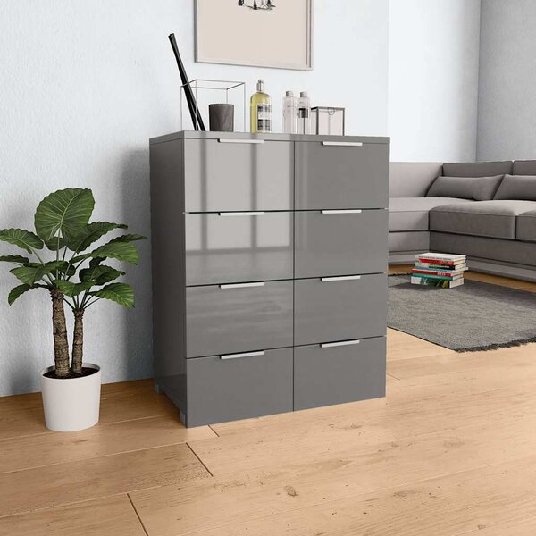 Příborník šedý s vysokým leskem 60x35x80 cm kompozitní dřevo 283714