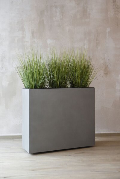 Květináč ELEMENTO na kolečkách, sklolaminát, šířka 88 cm, beton design šedá, outlet