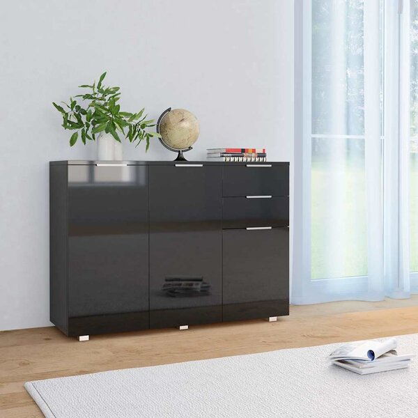 Příborník černý s vysokým leskem 107x35x80,5 cm 283719