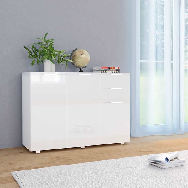 Příborník bílý s vysokým leskem 107x35x80,5 cm 283718