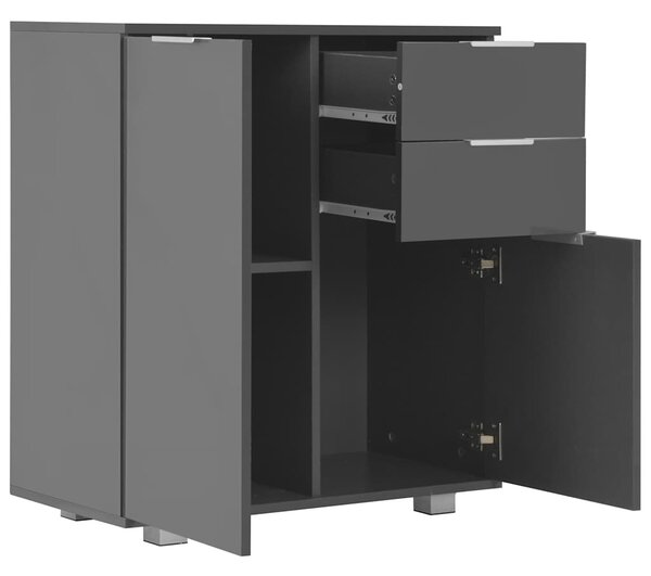 Příborník šedý s vysokým leskem 71x35x80 cm kompozitní dřevo 283717
