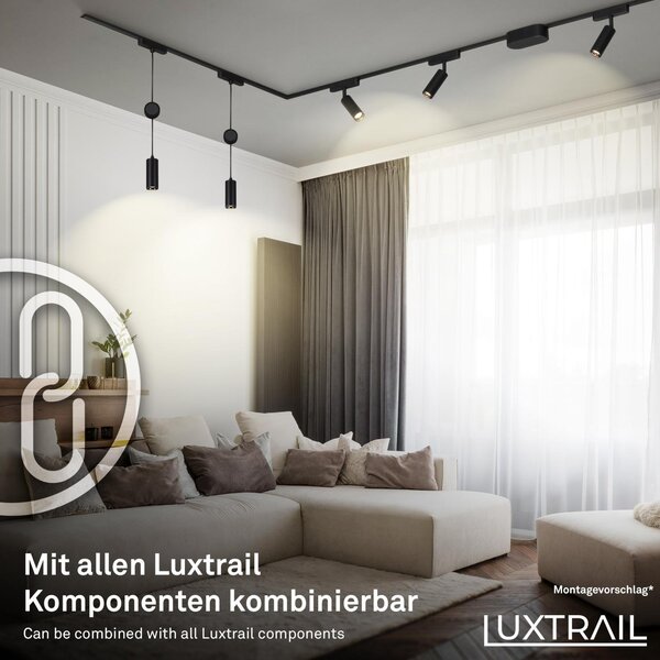 BRILO 8031015 LUXTRAIL lištový systém 48V, LED spot, 5W, 450lm, nastavitelné, černá - BRILO