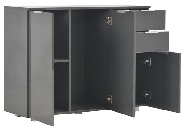 Příborník šedý s vysokým leskem 107x35x80,5 cm 283720