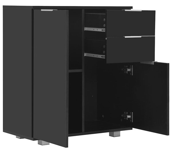 Příborník černý s vysokým leskem 71x35x80 cm kompozitní dřevo 283716