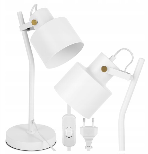 Bílá stolní lampa E27, nastavitelná, IP20, šířka 15 cm, výška 38 cm