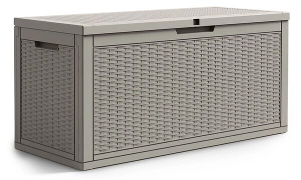Zahradní úložný box na polstry a nářadí 340 l, šedý, voděodolný, 119×58×52 cm