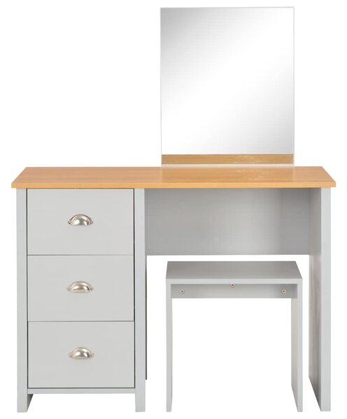 Toaletní stolek se zrcadlem a stoličkou šedý 104 x 45 x 131 cm 283744