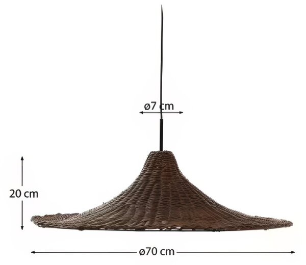 Hnědé ratanové stínidlo Kave Home Bladia 70 cm