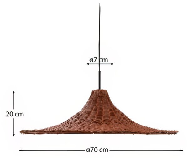 Červené ratanové stínidlo Kave Home Bladia 70 cm