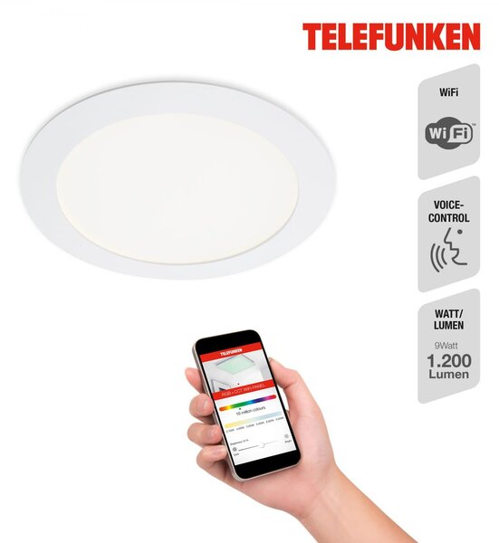 TF 309406TF TELEFUNKEN LED Smart vestavné svítidlo pr. 17 cm 12W 1200lm bílé 309406TF