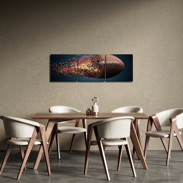 Obraz - Ragbyový míč v akci (s hodinami) (90x30 cm)