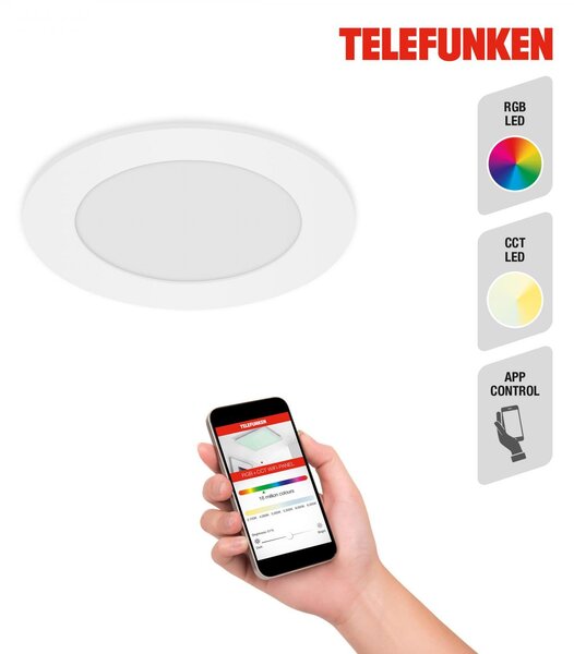 TF 309306TF TELEFUNKEN LED Smart vestavné svítidlo pr. 12 cm 6W 600lm bílé 309306TF