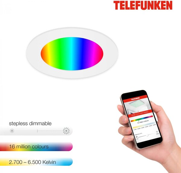 TF 309306TF TELEFUNKEN LED Smart vestavné svítidlo pr. 12 cm 6W 600lm bílé 309306TF