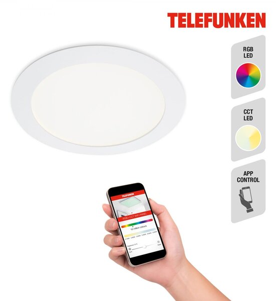 TF 309406TF TELEFUNKEN LED Smart vestavné svítidlo pr. 17 cm 12W 1200lm bílé 309406TF