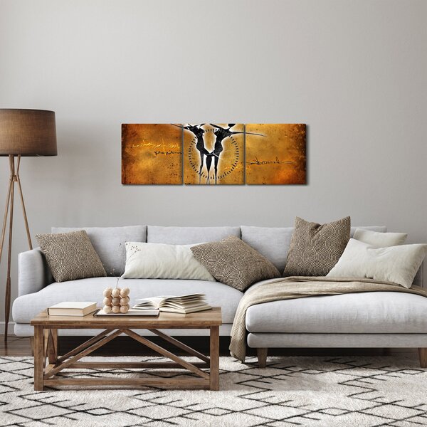 Obraz malby tanečního páru (s hodinami) (90x30 cm)