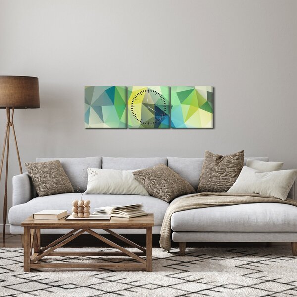 Obraz geometrické abstrakce (s hodinami) (90x30 cm)