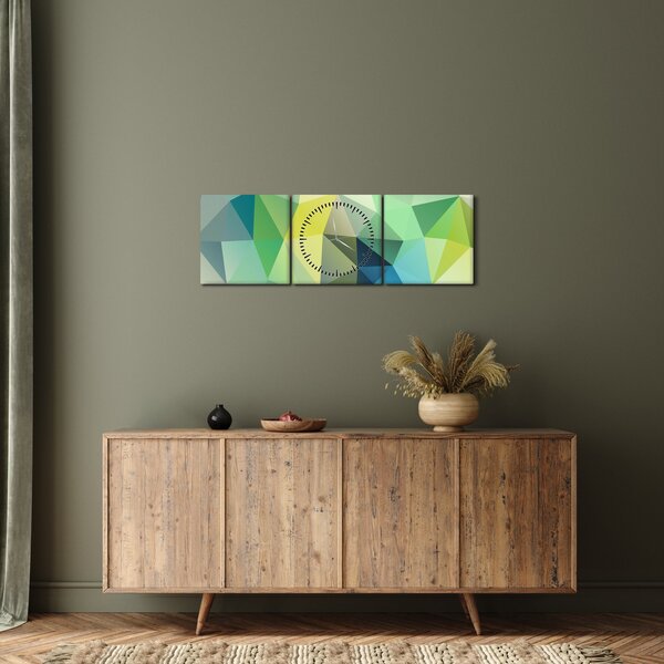 Obraz geometrické abstrakce (s hodinami) (90x30 cm)