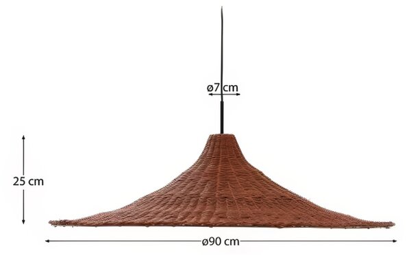 Červené ratanové stínidlo Kave Home Bladia 90 cm