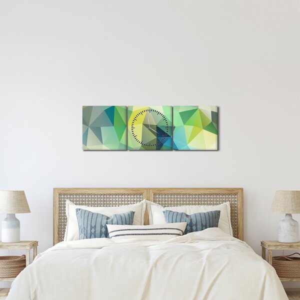 Obraz geometrické abstrakce (s hodinami) (90x30 cm)