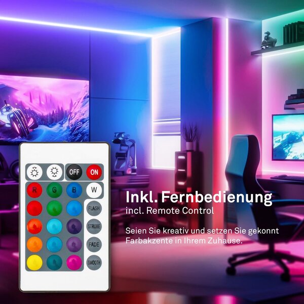 BRI 2166192 Pimp Your Stripe startovací sada LED pásek 2m, IP44 venkovní, RGB+W, dálkový ovladač - BRILONER