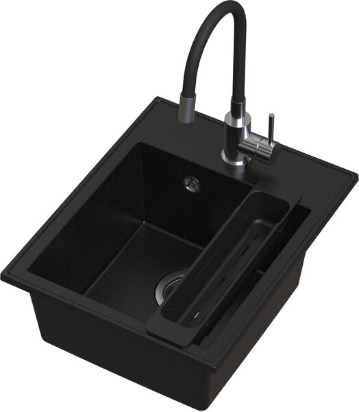 Ruvetti Natu Box dřez s baterií a příslušenstvím černá/ocel LP_3200-NB4050BC_W
