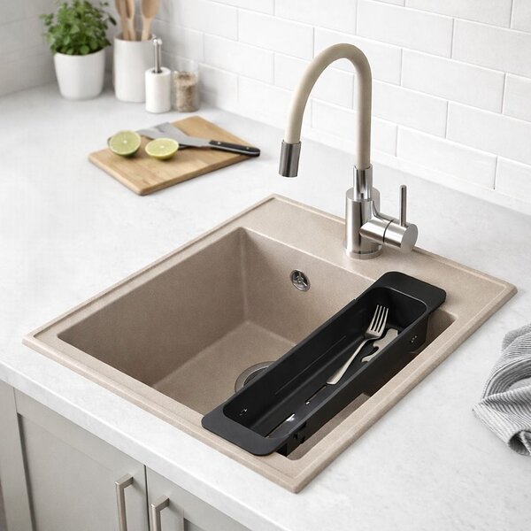 Ruvetti Natu Box dřez s baterií a příslušenstvím béžová/ocel LP_3200-NB4050BE_W