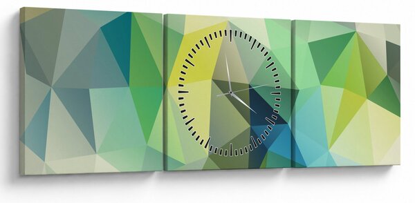 Obraz geometrické abstrakce (s hodinami) (90x30 cm)