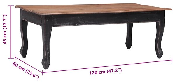 Konferenční stolek černý 120 x 60 x 45 cm masivní mahagon 283904