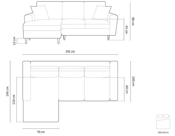 -25 % Dny MOMENTI– Cosmopolitan Design Manšestrová rozkládací pohovka Kyoto 241 cm, levá