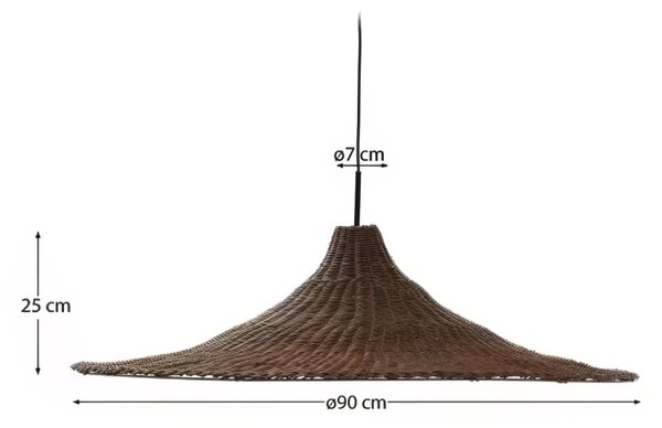 Hnědé ratanové stínidlo Kave Home Bladia 90 cm