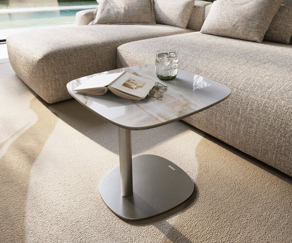 DELIFE Konferenční stolek Edge oválný 50×50 cm keramika Onyx Pearl Eleny nerezová ocel broušená