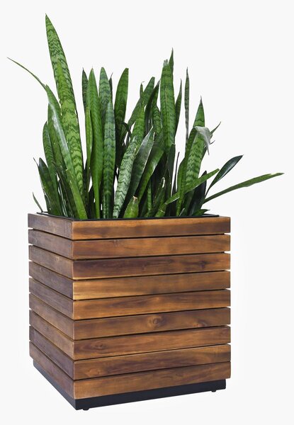 Květináč BLOCK, dřevo akácie, výška 46 cm, hnědá