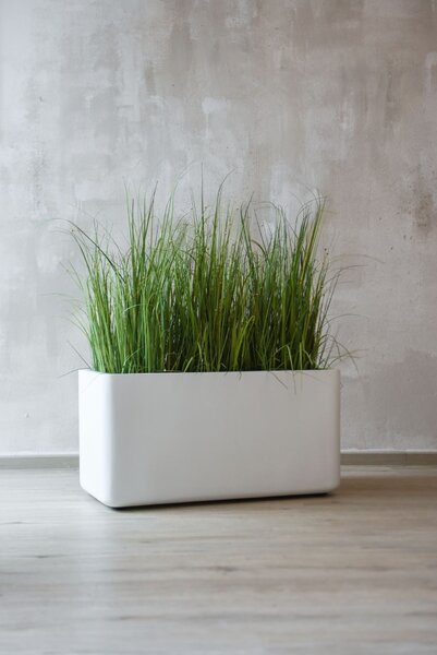 Truhlík MAXI ROUND s kolečky, sklolaminát, šířka 80 cm, bílý mat