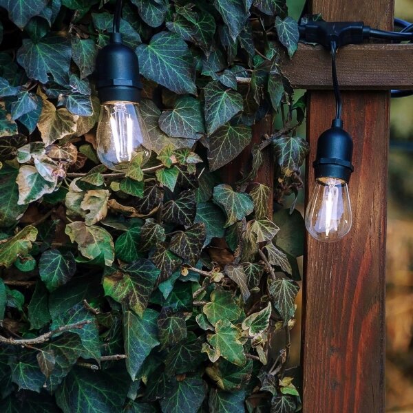 LED Venkovní dekorační řetěz 10xE27/1W/230V 6,44 m IP44 černá