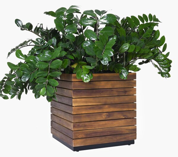 Květináč BLOCK, dřevo akácie, výška 46 cm, hnědá