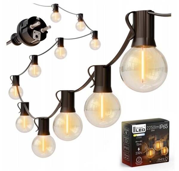 LED Venkovní dekorační řetěz 25xE12/1W/230V 17,5 m IP65 černá