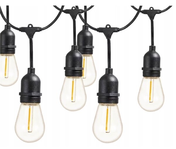 LED Venkovní dekorační řetěz 15xE27/1W/230V 15,94 m IP44 černá
