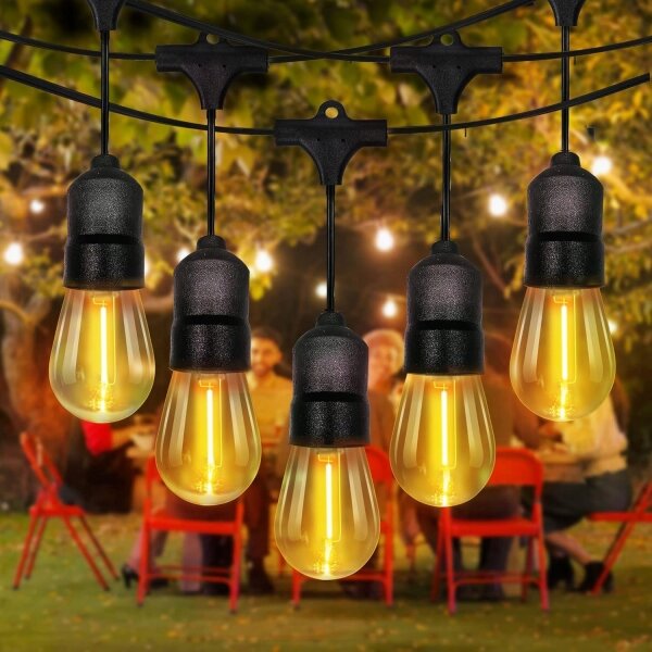 LED Venkovní dekorační řetěz 15xE27/1W/230V 15,94 m IP44 černá