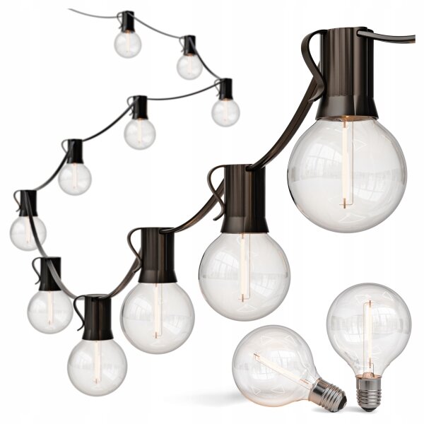 LED Stmívatelný venkovní řetěz 25xE12/1W/24/230V 17,5 m IP65 černá + DO