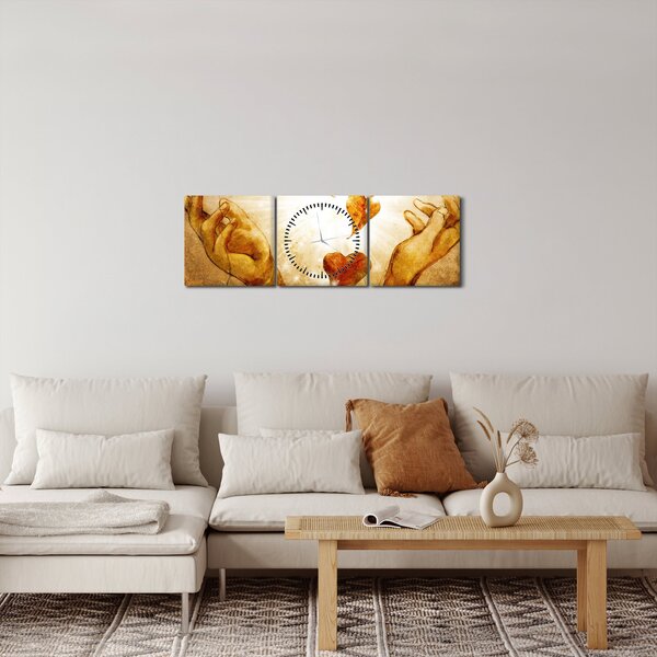 Obraz - Malba rukou plných lásky (s hodinami) (90x30 cm)